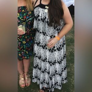 Black and white floral Flowy maxi dress. Size 14